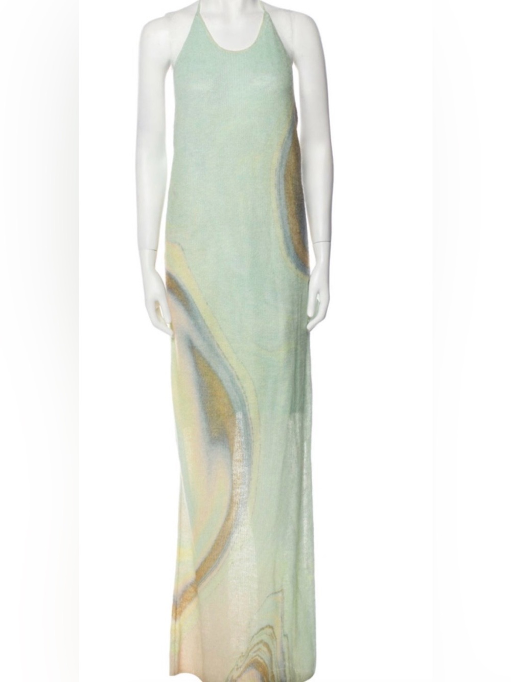 SIMKHAI Mischa Marbled Knitted Halterneck Maxi Dress
